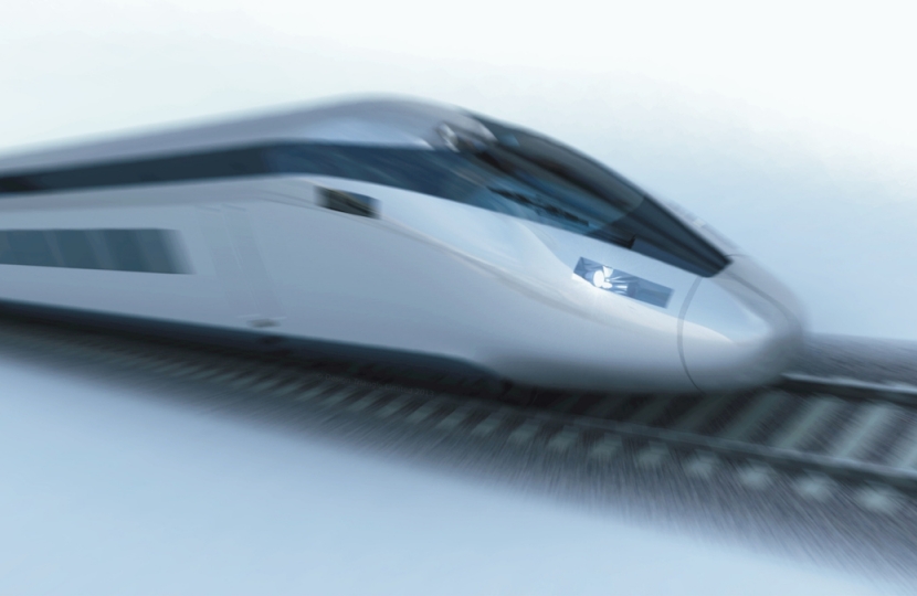 A graphic depicting the exterior design of the HS2 train.