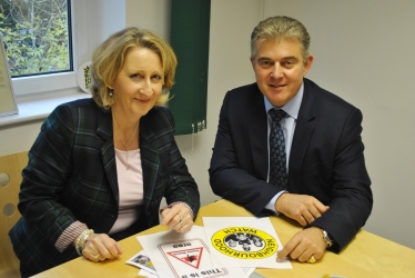 Mary Robinson welcomed Policing Minister Brandon Lewis to Cheadle. 